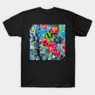 Colorful Graffiti Roses Street Art Pattern T-Shirt